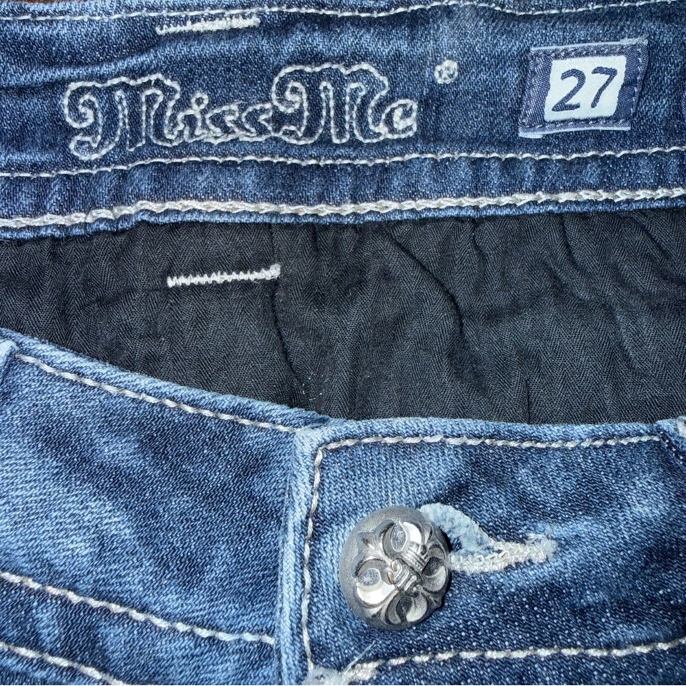 Y2K Miss Me Low Rise Boot Cut jeans Sz 27 JE5392B2L Buckle Exclusive embellished - Picture 12 of 14